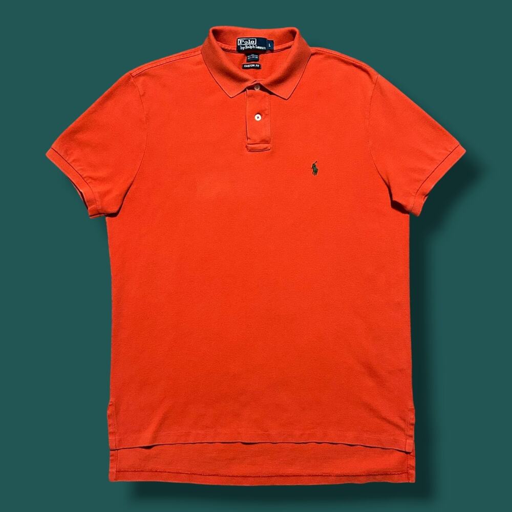 Vintage Polo Ralph Lauren Polo Shirt 80s 90s Preppy Collared Cotton Orange Large